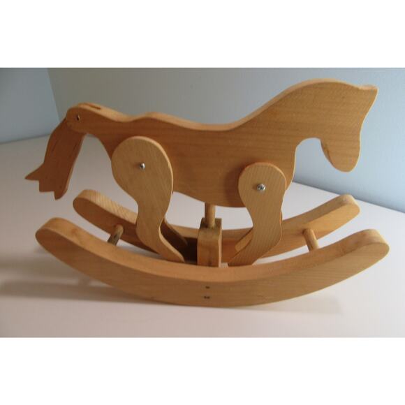 Wood Rocking Horse Handmade Toy With Moving Legs and Tail - Picture 1 of 5